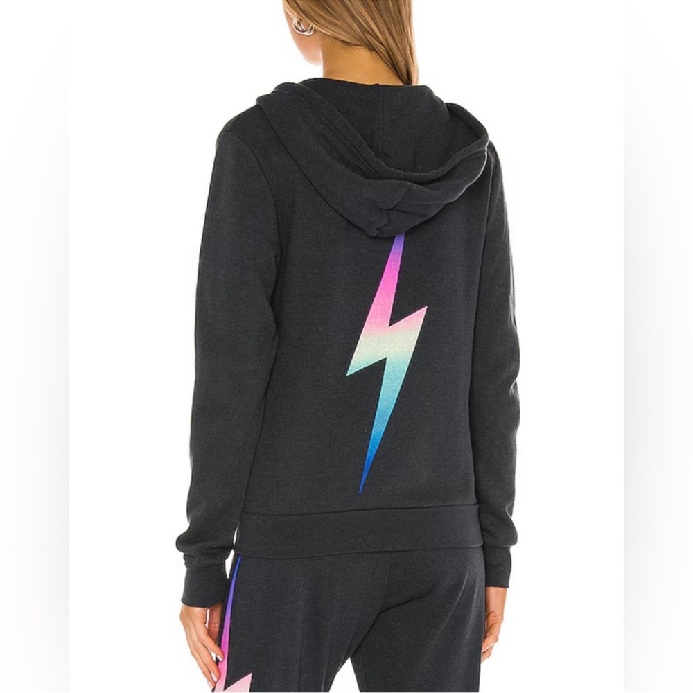 Aviator Nation Rainbow Bolt Zip Hoodie Small